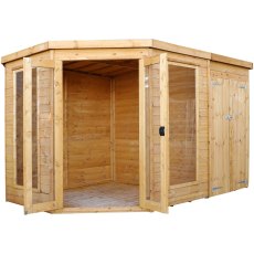10 x 7 (3.13m x 1.98m) Mercia Corner Summerhouse with Side Storage - Front view with open Doors