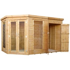 10 x 7 (3.13m x 1.98m) Mercia Corner Summerhouse with Side Storage - Angle View with open Storage