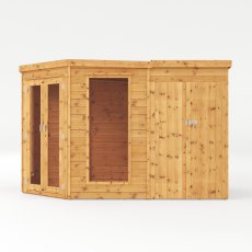11x7 Mercia Corner Summerhouse with Side Shed - isolated front view