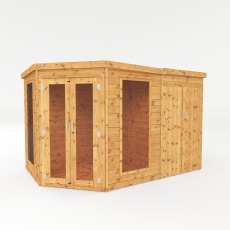 11x7 Mercia Corner Summerhouse with Side Shed - isolated angle view