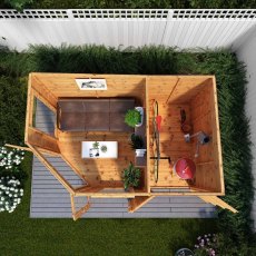 11x7 Mercia Corner Summerhouse with Side Shed - in situ, top view