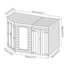 10 x 7 (3.13m x 1.98m) Mercia Corner Summerhouse with Side Storage - Dimension Drawing