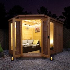 10 x 7 (3.13m x 1.98m) Mercia Corner Summerhouse with Side Storage - Front View with Lighting