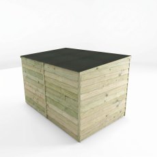 Rear and side view of the Mercia 4x6 overlap pent wooden bike shed.