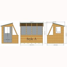 8x6 Shire Iceni Potting Shed - Door in Left Hand Side - Diagram