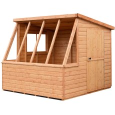 8 x 8 (2.39m x 2.39m) Shire Iceni Potting Shed - Door in Right Hand Side - angle from the left hand