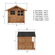 5 x 5 (1.49m x 1.51m) Mercia Poppy Playhouse - diagram