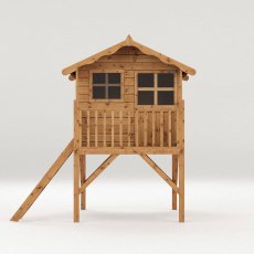 5 x 5 (1.49m x 1.51m) Mercia Poppy Playhouse with Tower - isolated front view