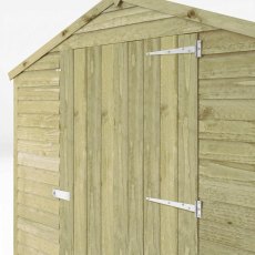 Mercia 8x6 shed double door close-up with hinges and latch