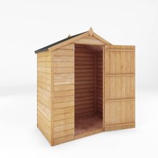 5 x 3 Mercia Overlap Apex Shed - Windowless - White Background, Door Open