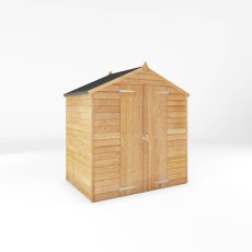 4x6  Mercia Overlap Apex Shed - Windowless - Isolated Angle View - Doors Closed