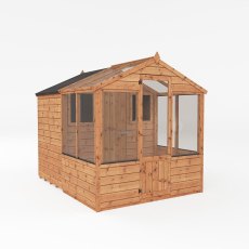 8 x 6 Mercia Greenhouse and Shed Combi - white background -angle view