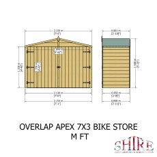 7 x 3 (2.13m x 0.85m) Shire Overlap Bike Store (No Floor) - Dimensions
