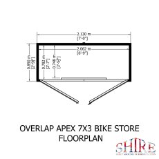 7 x 3 (2.13m x 0.85m) Shire Overlap Bike Store (No Floor) - Footprint