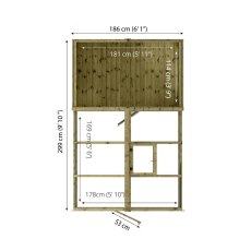 Floor plan layout of Mercia 10x6 greenhouse combi shed showing greenhouse and storage sections