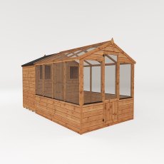 12 x 6 Mercia Greenhouse and Shed Combi - Isolated angle view