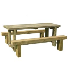1.8m Forest Refectory Table and Sleeper Bench Set