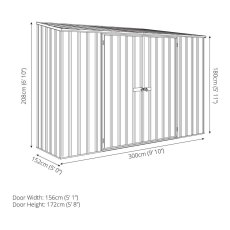 10 x 5 Mercia Absco Space Saver Pent Metal Shed - Dimensions