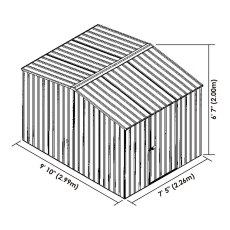 10 x 7 Mercia Absco Premier Metal Shed in Zinc - Dimensions