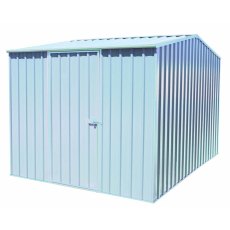 10 x 7 Mercia Absco Premier Metal Shed in Zinc - angled view