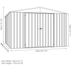 10 x 12 Mercia Absco Regent Metal Shed in Grey - Dimensions