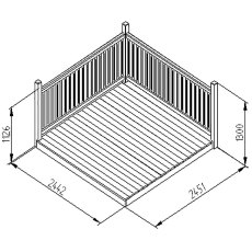 Forest Garden 8 x 8 (2.49m x 2.46m) Forest Patio Deck Kit - Pressure Treated