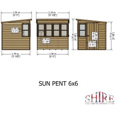 Base Plan of the 6 x 6 Shire Sun Pent Shiplap Potting Shed - Dimensions