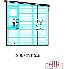 Dirmesions of the 6 x 6 Shire Sun Pent Shiplap Potting Shed - Internal Dimensions