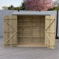 3 x 6 Shire Pent Overlap Shed with Double Doors - Pressure Treated - both doors open