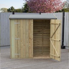 3 x 6 Shire Pent Overlap Shed with Double Doors - Pressure Treated - one door open