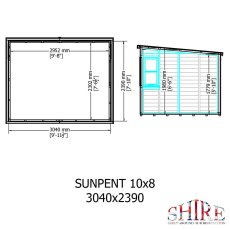Base Plan of the 10 x 8 Shire Sun Pent Shiplap Potting Shed