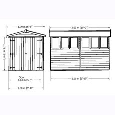 10x6 Shire Overlap Apex Shed - No Windows - dimensions