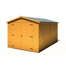 12 x 8 (3.59m x 2.39m) Shire Overlap Apex Garden Shed - No Windows - full view doors closed