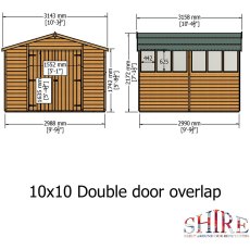 10x10 Shire Overlap Apex Workshop Shed - No Windows - dimensions