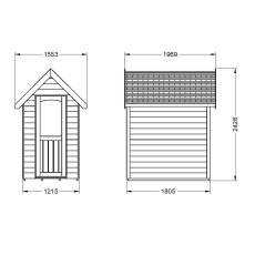 6 x 4  Forest Retreat Redwood Lap Pressure Treated Shed - Moss Green - Isolated three-quarter view