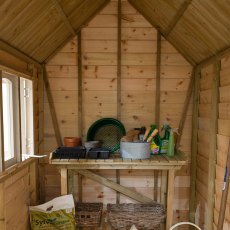 8 x 5 Forest Retreat Pressure Treated Redwood Lap Shed Moss Green - Detail of shingle roof