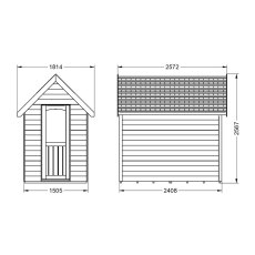 8 x 5 Forest Retreat Pressure Treated Redwood Lap Shed Moss Green - Isolated, door closed