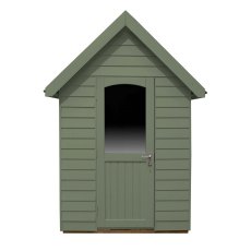 8 x 5 Forest Retreat Pressure Treated Redwood Lap Shed Moss Green - Isolated, door open