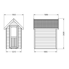 6 x 4  Forest Retreat Redwood Lap Pressure Treated Shed in Natural Cream - Isolated three-quarter