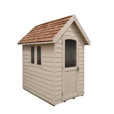 6 x 4  Forest Retreat Redwood Lap Pressure Treated Shed in Natural Cream - Isolated