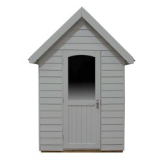 8 x 5 Forest Retreat Pressure Treated Redwood Lap Shed Pebble Grey - Isolated, door open