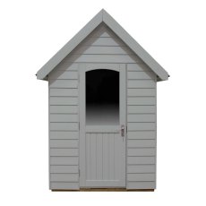 8 x 5 Forest Retreat Pressure Treated Redwood Lap Shed Pebble Grey - Isolated, door open