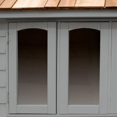 8 x 5 Forest Retreat Pressure Treated Redwood Lap Shed Pebble Grey - Isolated, three quarter view