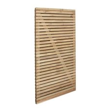 6ft High Forest Contemporary Double-Sided Slatted Gate - Angled view