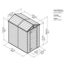 4 x 6 Palram Skylight Plastic Apex Shed - Grey - schematic drawing