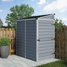 4x6 Palram Skylight Plastic Pent Shed - Dark Grey - with background