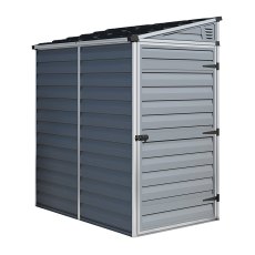 4x6 Palram Skylight Plastic Pent Shed - Dark Grey - white background