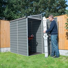 4x6 Palram Skylight Plastic Pent Shed - Dark Grey - shed door open