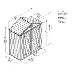 6x3 Palram Skylight Plastic Apex Shed - Dark Grey - schematic drawing