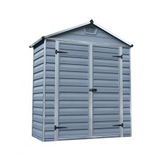 6x3 Palram Skylight Plastic Apex Shed - Dark Grey - no background with door closed